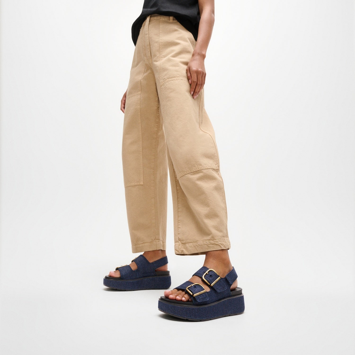 GEN-FF Max Sandalias Denim con Hebilla y Correa Trasera - Denim Oscuro