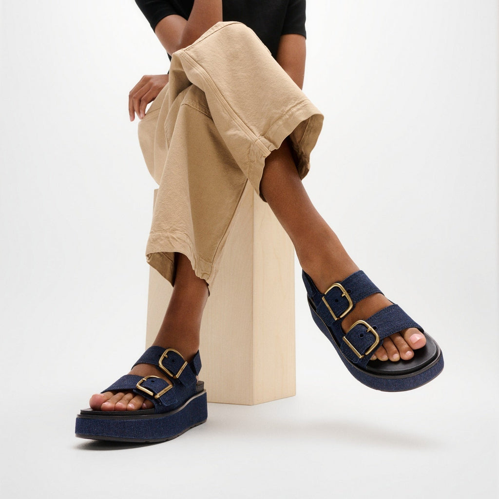GEN-FF Max Sandalias Denim con Hebilla y Correa Trasera - Denim Oscuro