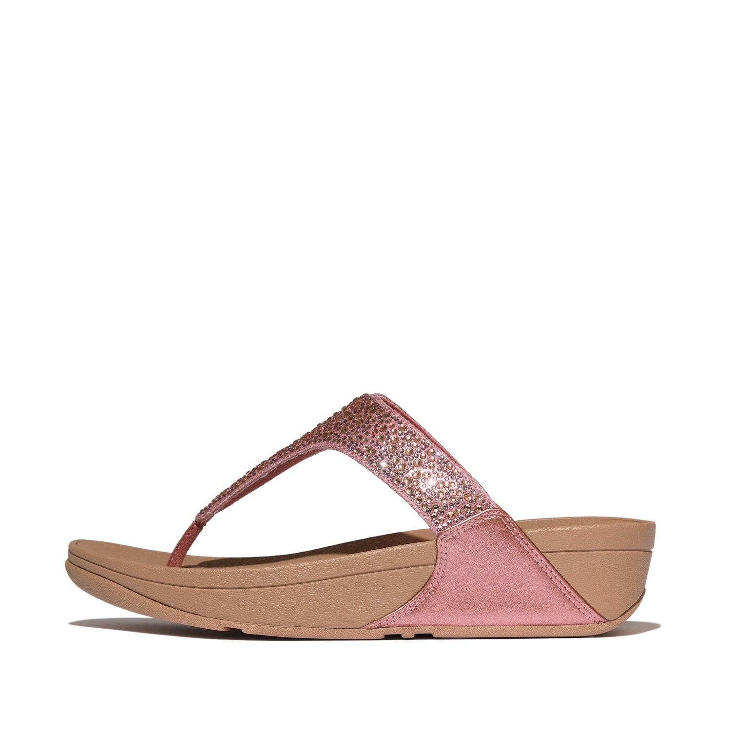 LULU Sandalias Dedo Cristal Metálico Mixto - Rosa Óxido Metálico