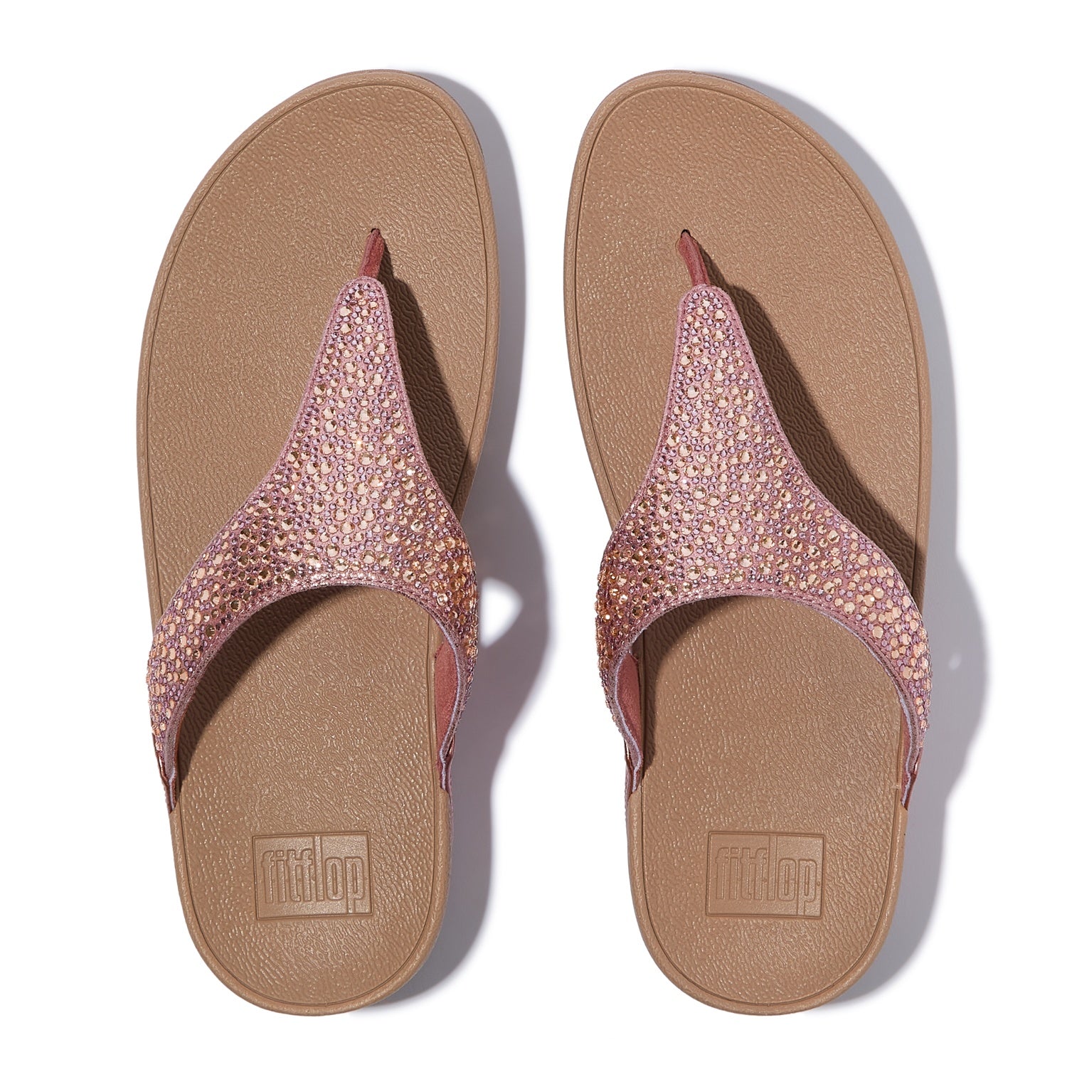 LULU Sandalias Dedo Cristal Metálico Mixto - Rosa Óxido Metálico