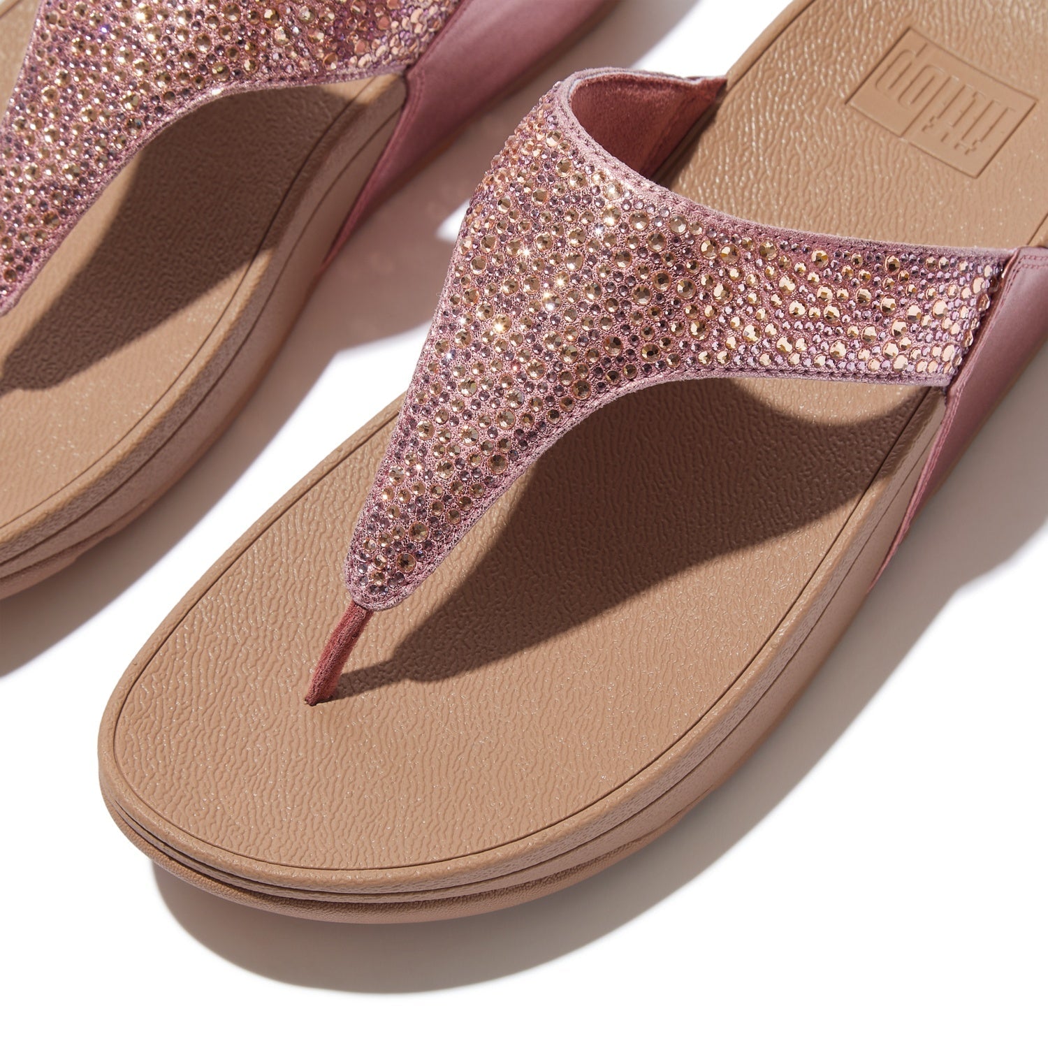 LULU Sandalias Dedo Cristal Metálico Mixto - Rosa Óxido Metálico