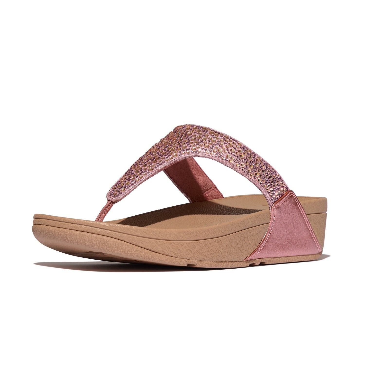 LULU Sandalias Dedo Cristal Metálico Mixto - Rosa Óxido Metálico