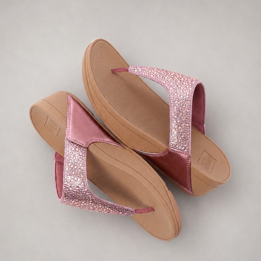 LULU Sandalias Dedo Cristal Metálico Mixto - Rosa Óxido Metálico