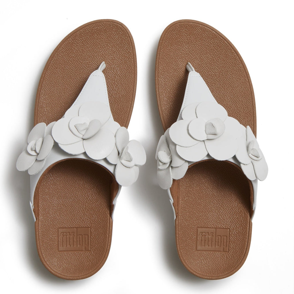 LULU Sandalias Dedo con Flor - Blanco Urbano