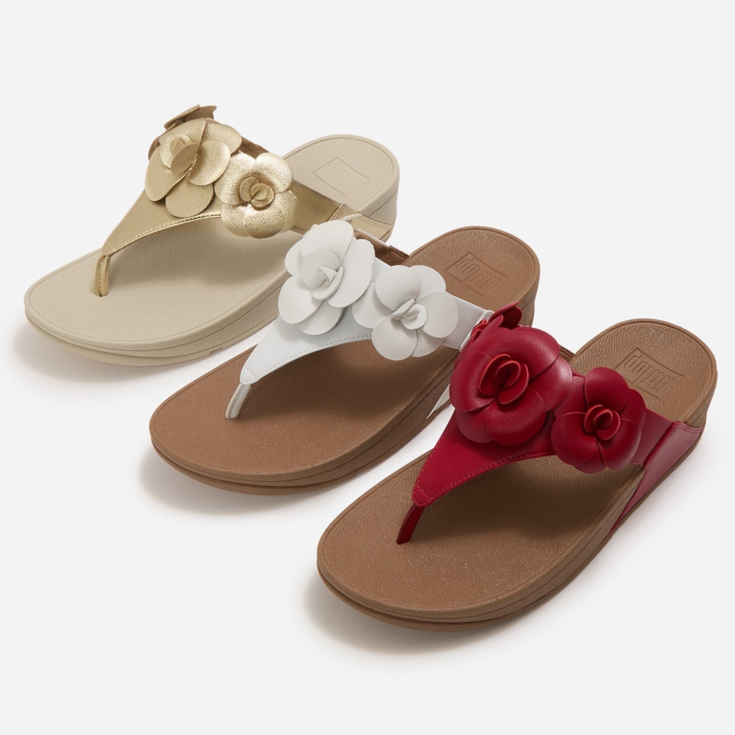 LULU Sandalias Dedo con Flor - Platino