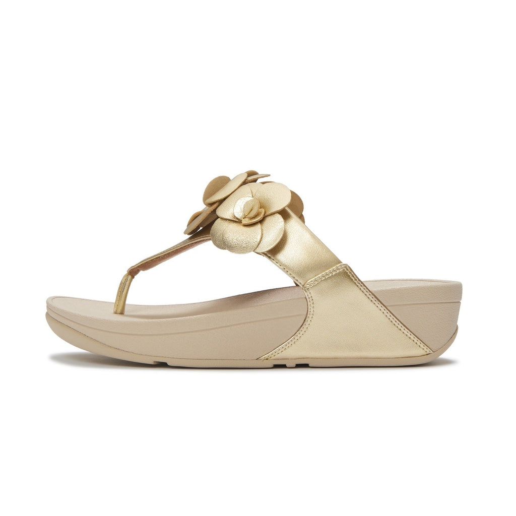 LULU Sandalias Dedo con Flor - Platino