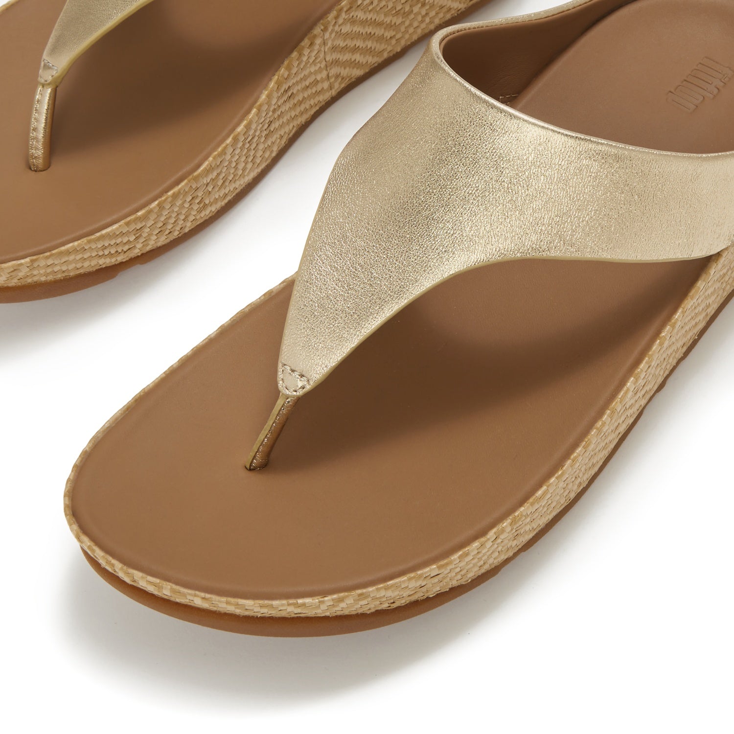 LULU Sandalias de Cuero Tejido Gráfico Lux Dedo - Platino