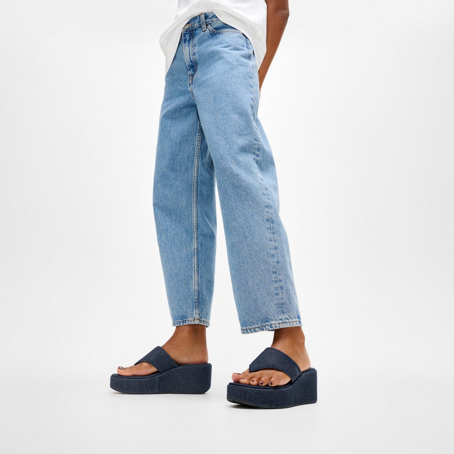 PLATFFORMS Sandalias Dedo Cuña Denim - Denim Oscuro