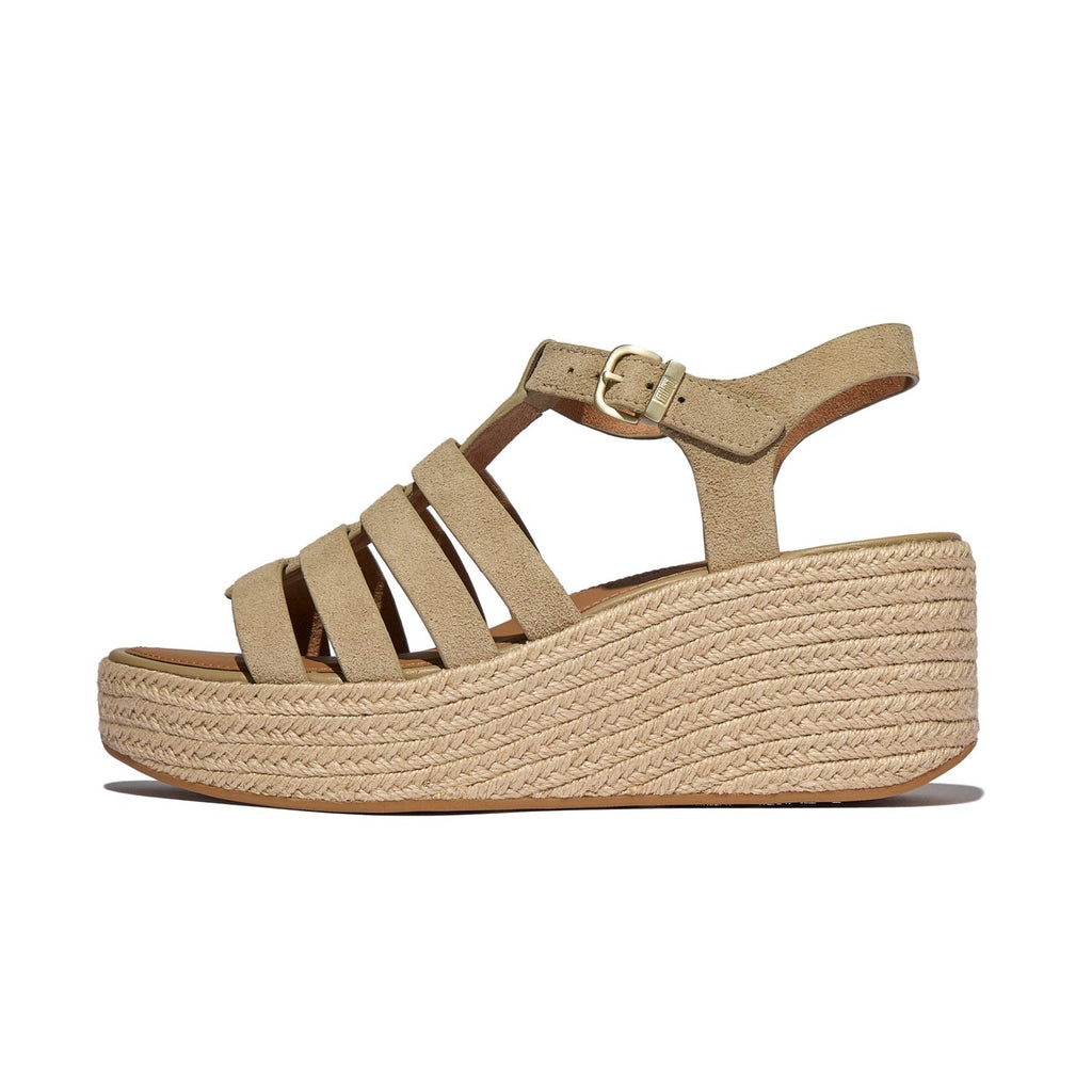 PLATFFORMS Sandalias Fisherman Cuña Espadrille de Gamuza - Cappuccino