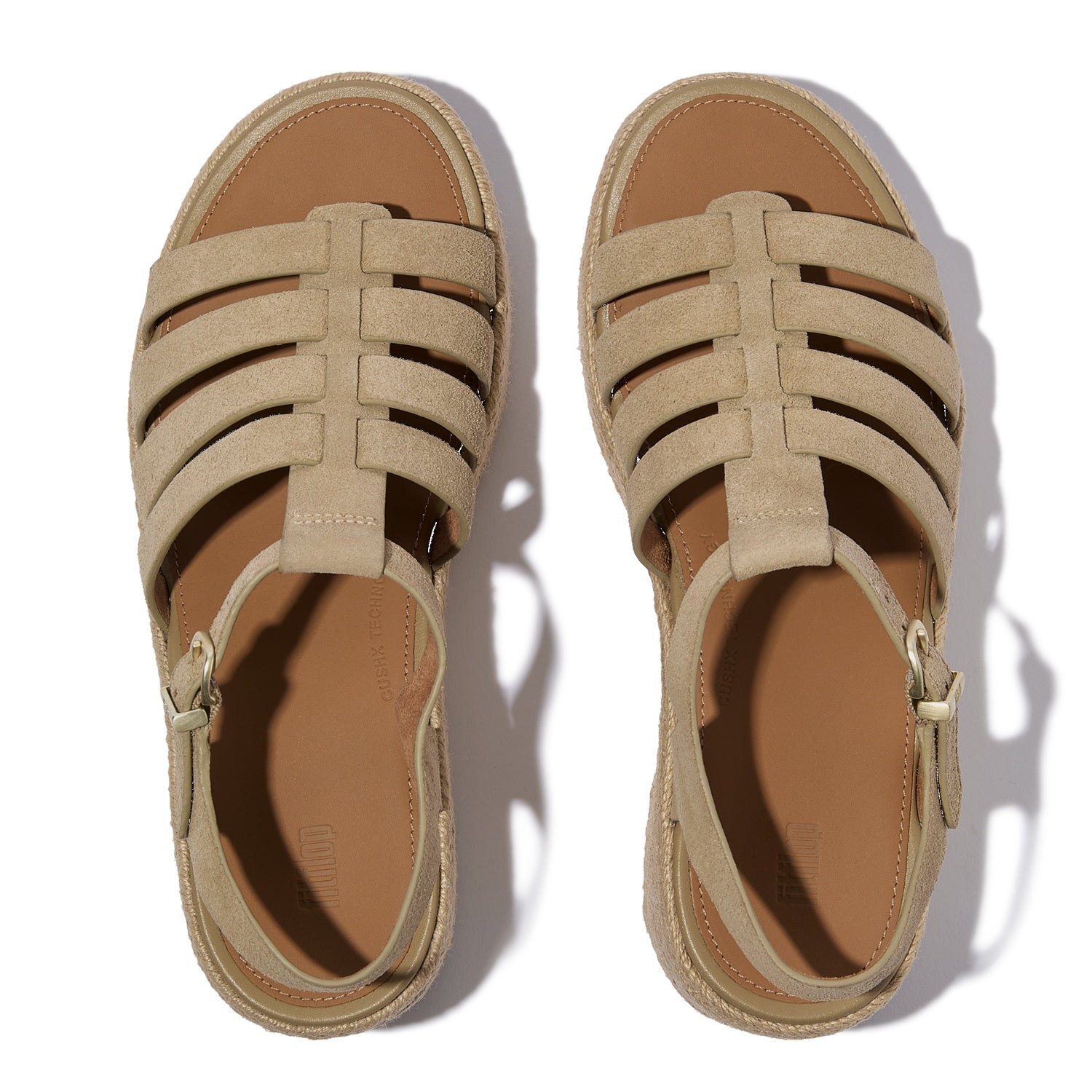 PLATFFORMS Sandalias Fisherman Cuña Espadrille de Gamuza - Cappuccino