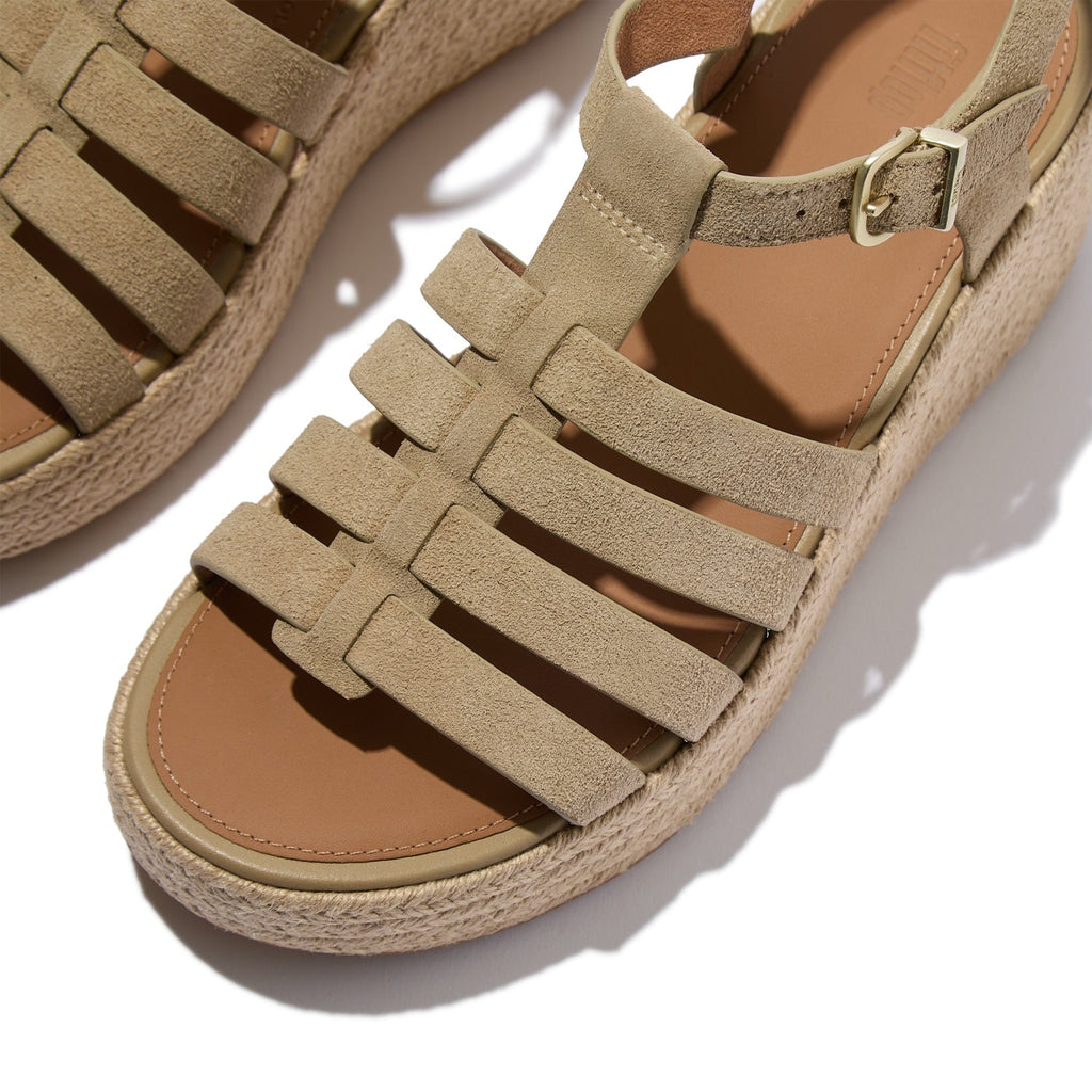 PLATFFORMS Sandalias Fisherman Cuña Espadrille de Gamuza - Cappuccino