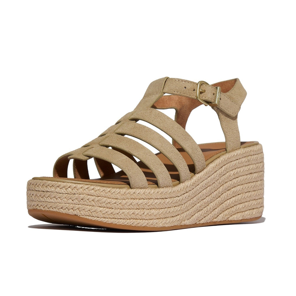 PLATFFORMS Sandalias Fisherman Cuña Espadrille de Gamuza - Cappuccino