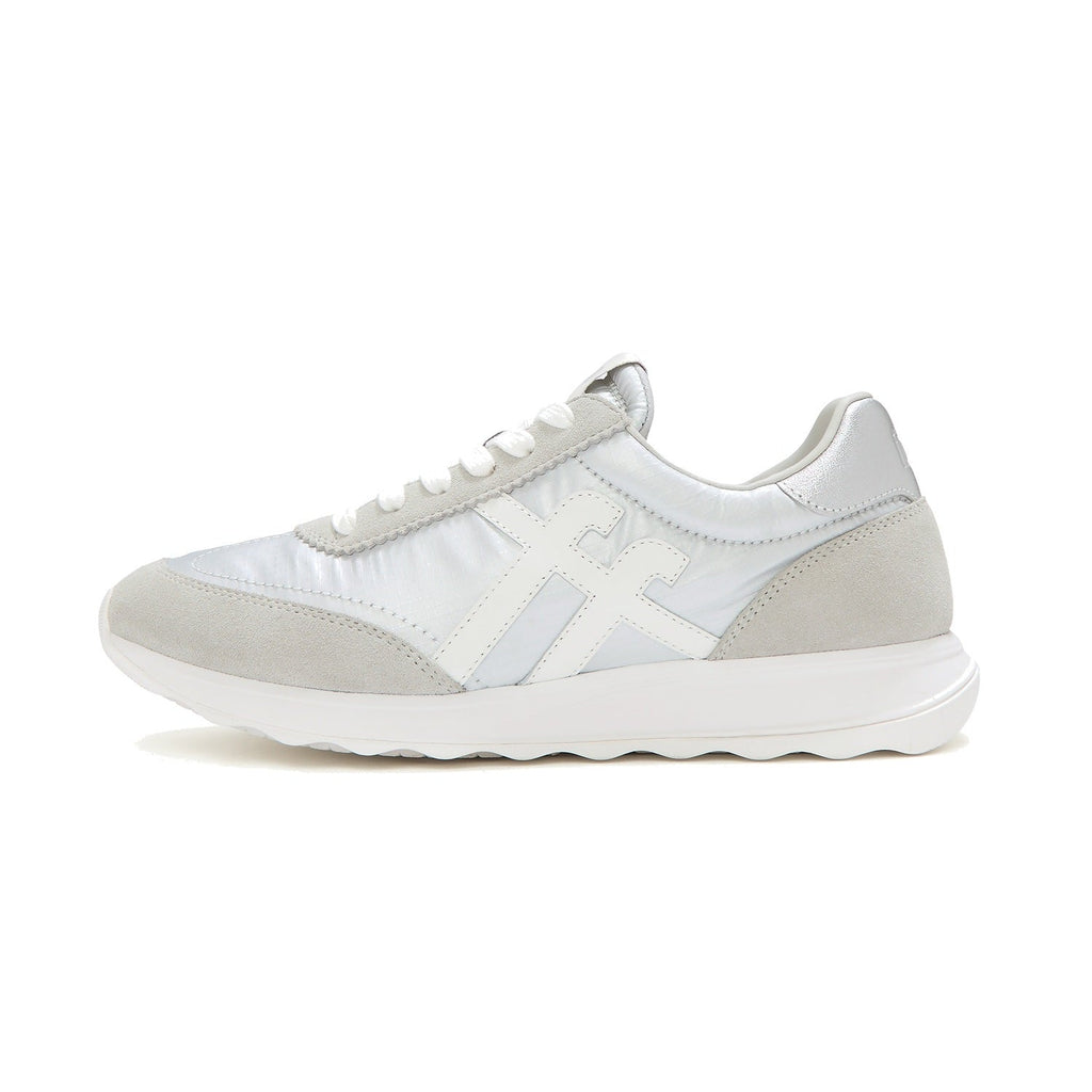 RETRO-Q FF Zapatillas de Tela Metálica/Gamuza - Plateado/Blanco Urbano