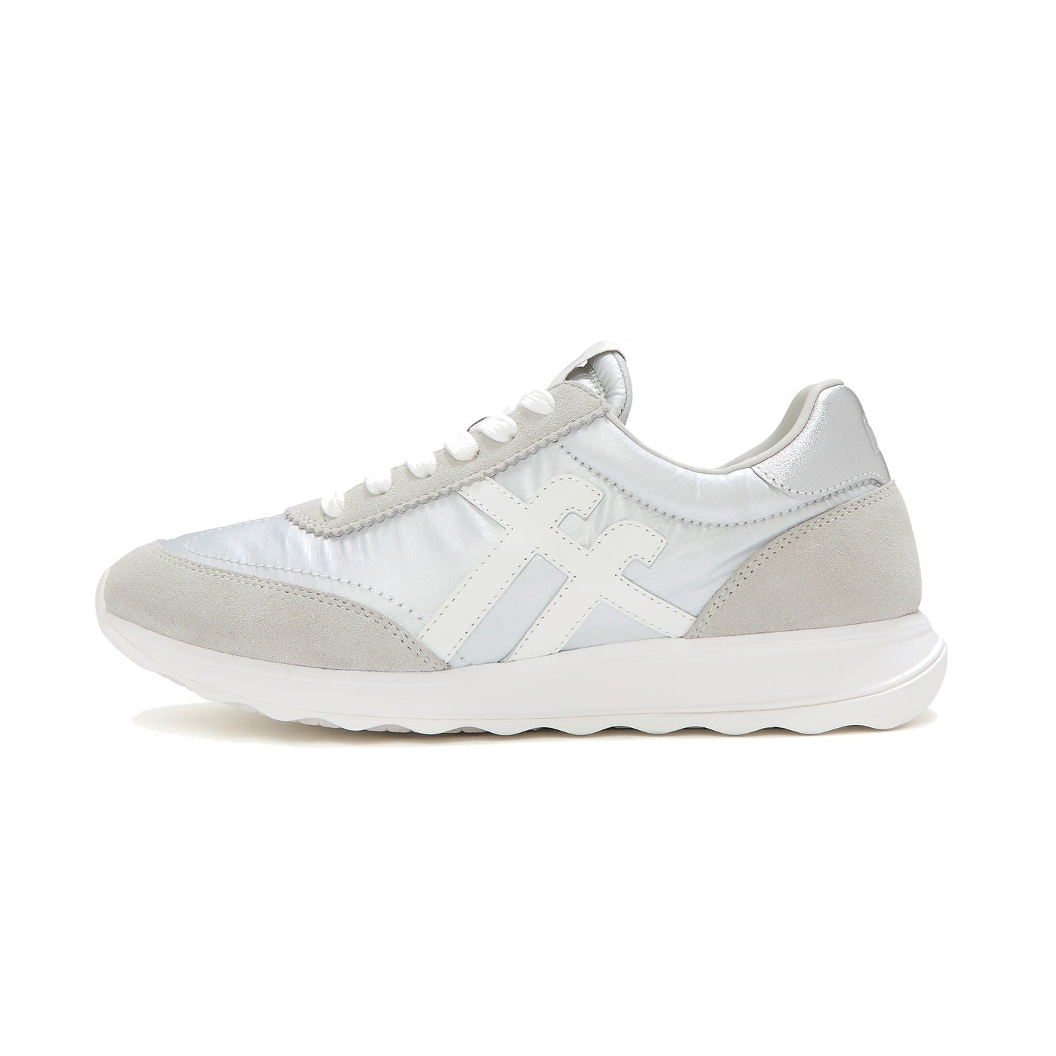 RETRO-Q FF Zapatillas de Tela Metálica/Gamuza - Plateado/Blanco Urbano