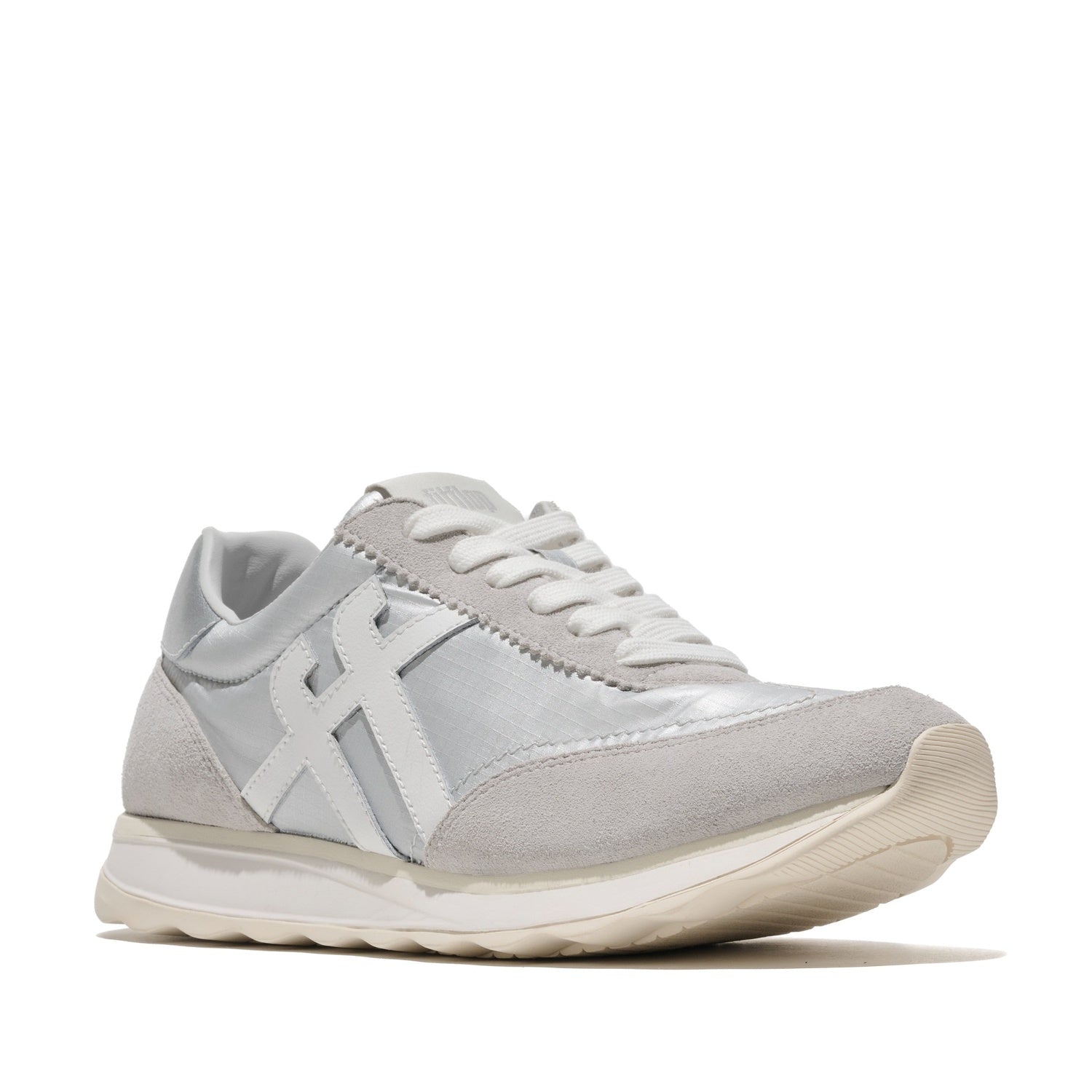 RETRO-Q FF Zapatillas de Tela Metálica/Gamuza - Plateado/Blanco Urbano