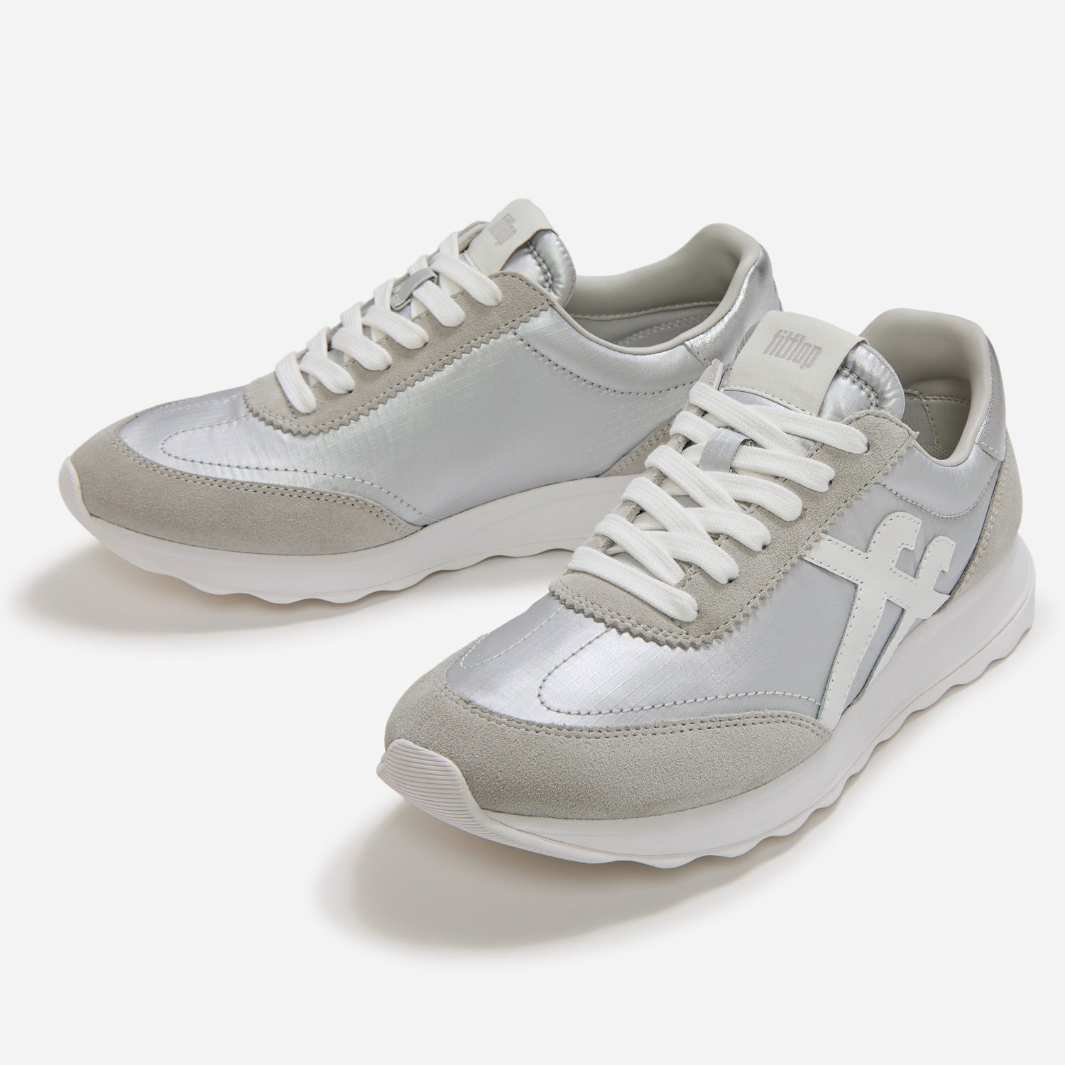 RETRO-Q FF Zapatillas de Tela Metálica/Gamuza - Plateado/Blanco Urbano