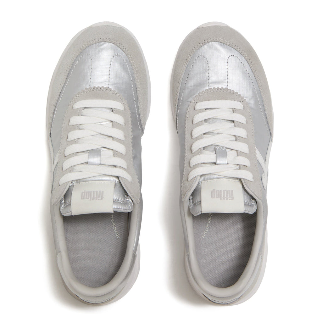 RETRO-Q FF Zapatillas de Tela Metálica/Gamuza - Plateado/Blanco Urbano