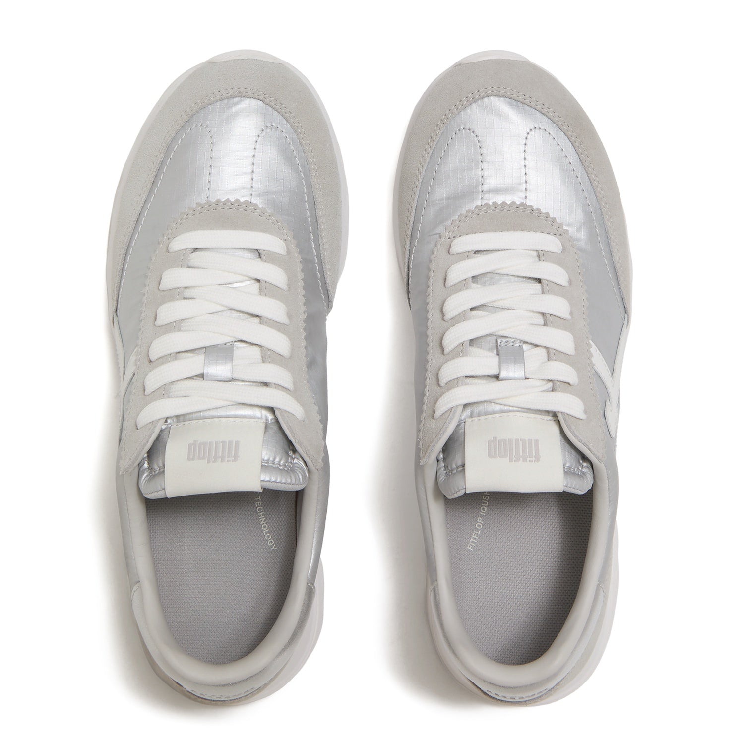RETRO-Q FF Zapatillas de Tela Metálica/Gamuza - Plateado/Blanco Urbano