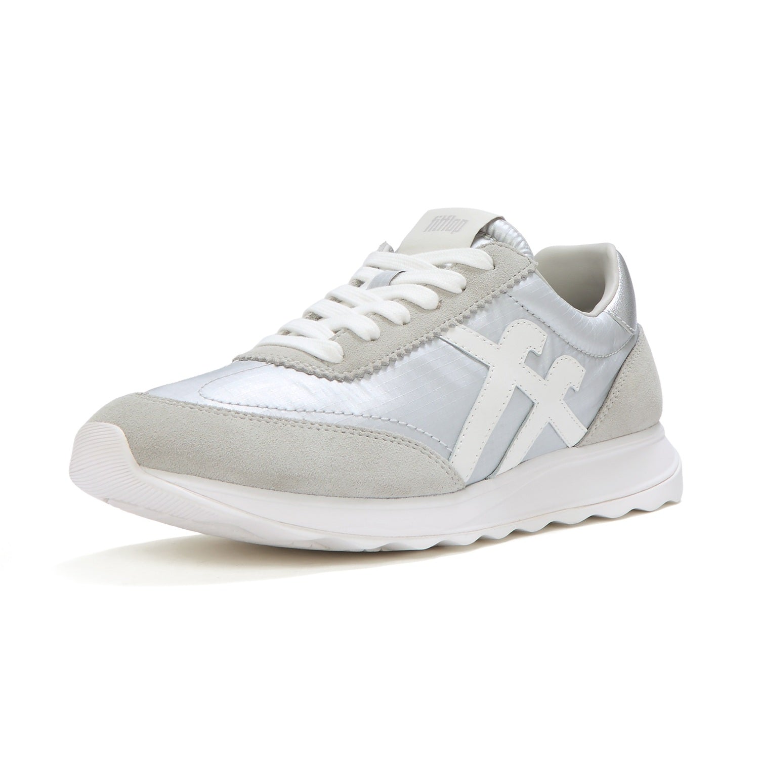 RETRO-Q FF Zapatillas de Tela Metálica/Gamuza - Plateado/Blanco Urbano