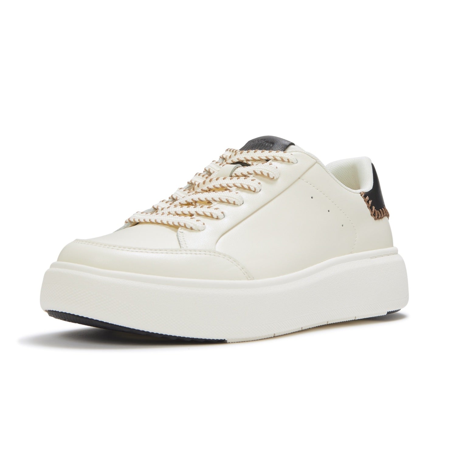 RTG Zapatillas de Cuero Costura Blanket - Crema/Negro