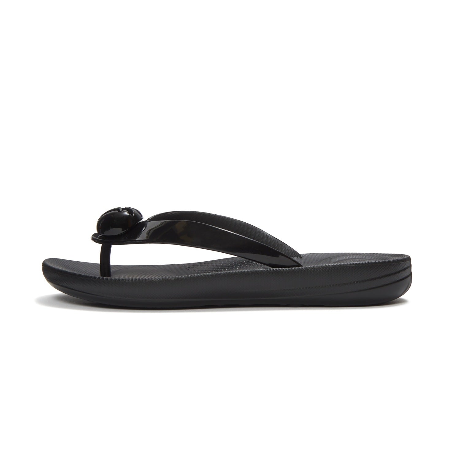 IQUSHION Sandalias Flip-Flop con Botón Brillante - Negro