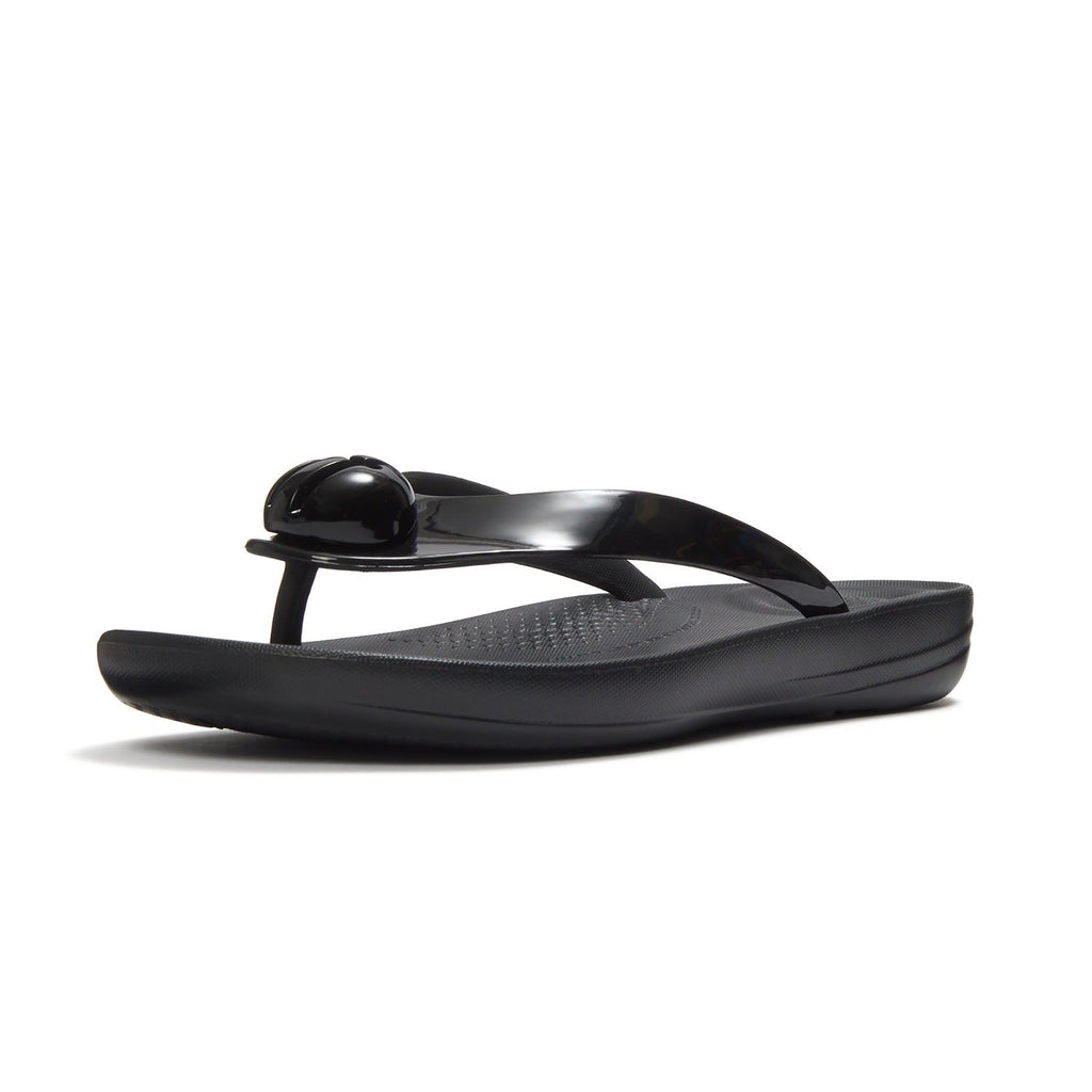 IQUSHION Sandalias Flip-Flop con Botón Brillante - Negro