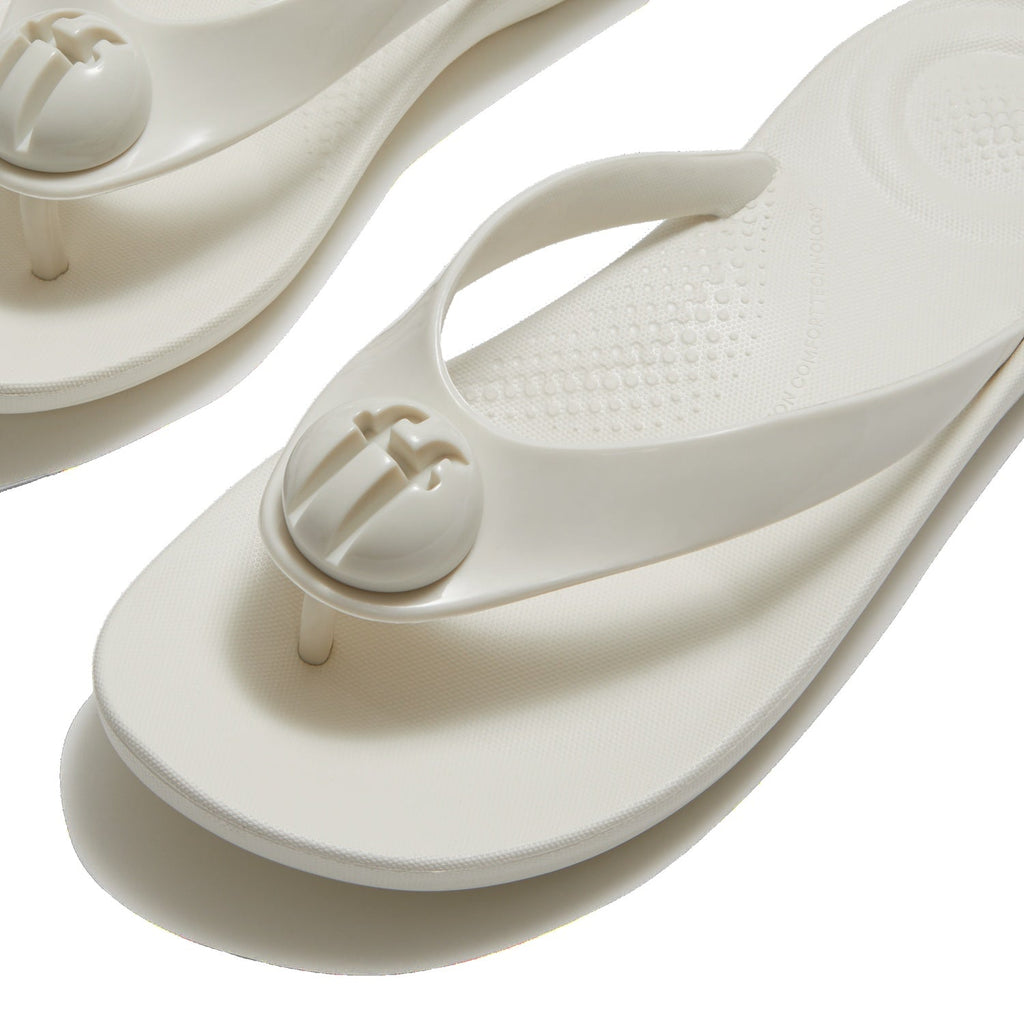 IQUSHION Sandalias Flip-Flop con Botón Brillante - Crema