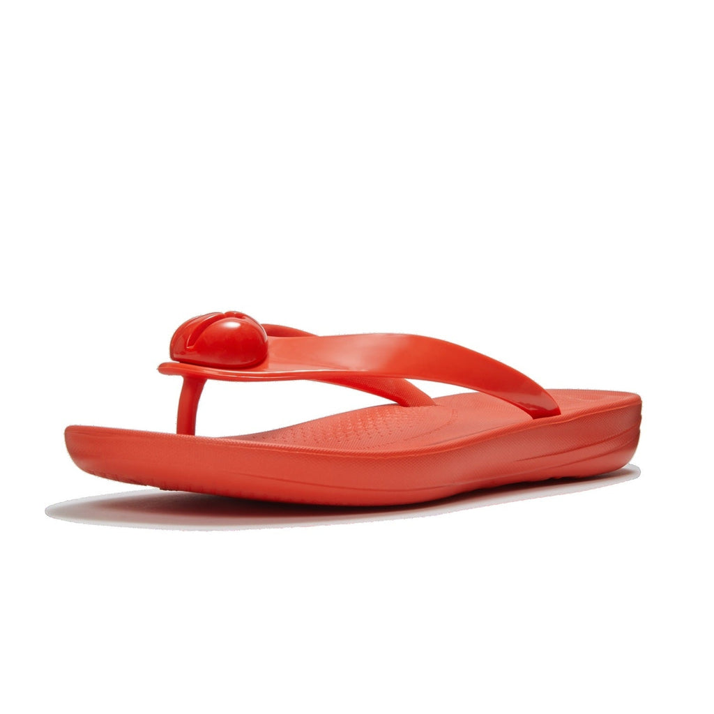 IQUSHION Sandalias Flip-Flop con Botón Brillante - Rojo Tomate