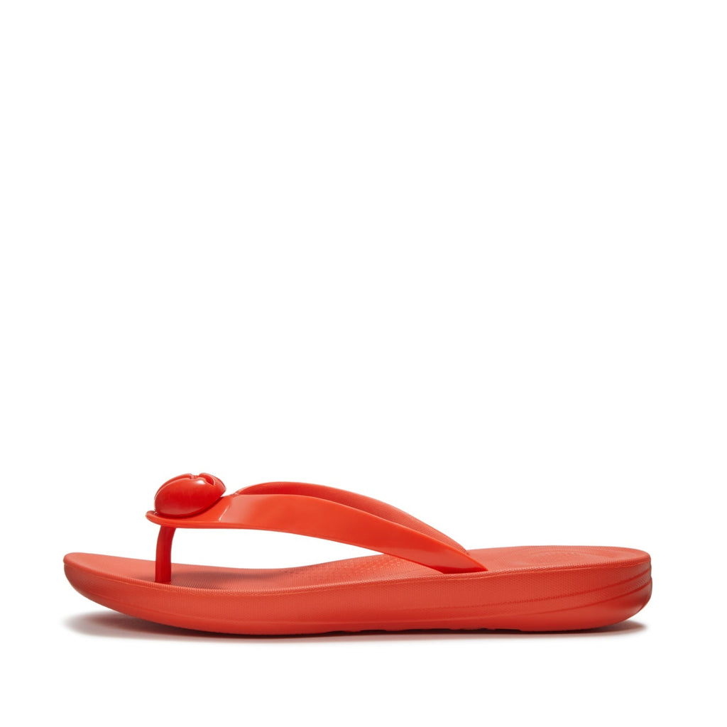 IQUSHION Sandalias Flip-Flop con Botón Brillante - Rojo Tomate