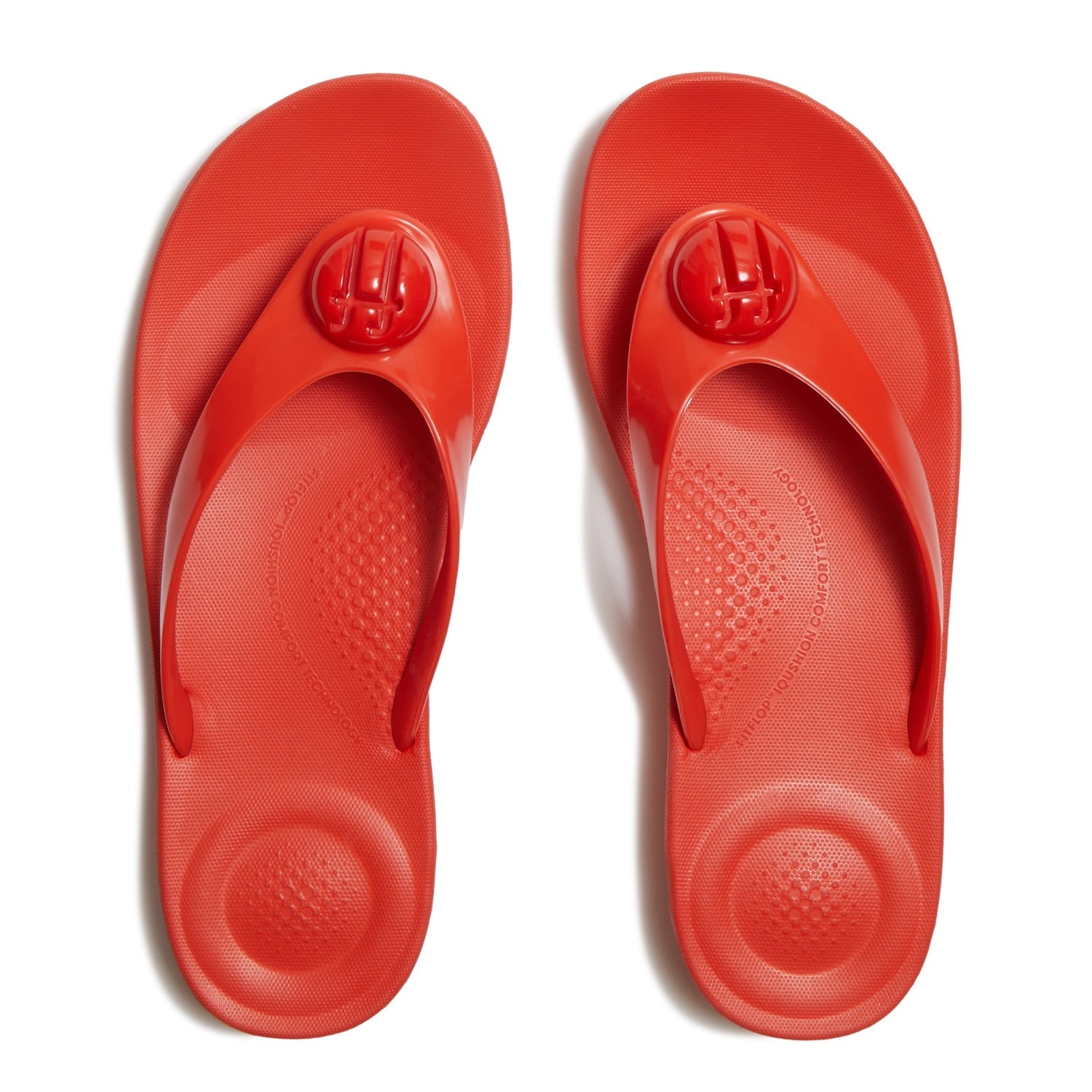 IQUSHION Sandalias Flip-Flop con Botón Brillante - Rojo Tomate