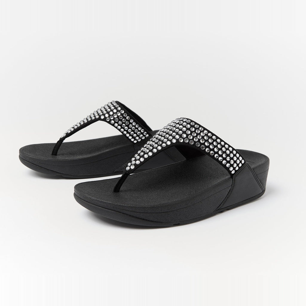 LULU Sandalias Dedo Maxi Cristal - Negro