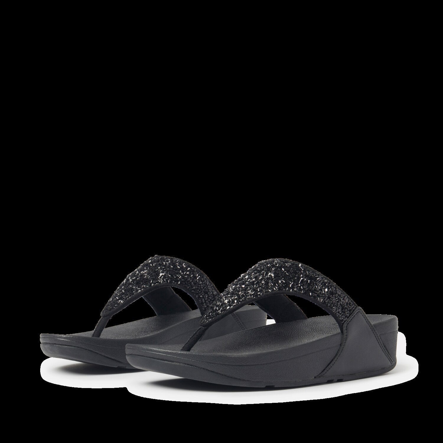 LULU Sandalias Dedo Shimmerfoil - Negro Total