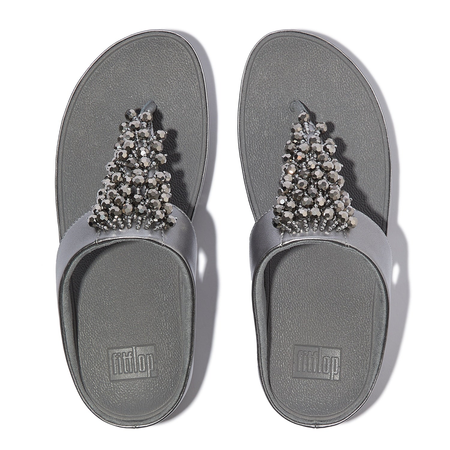 Sandalias Dedo Rumba Iridiscente con Cuentas - Plateado Silvereen