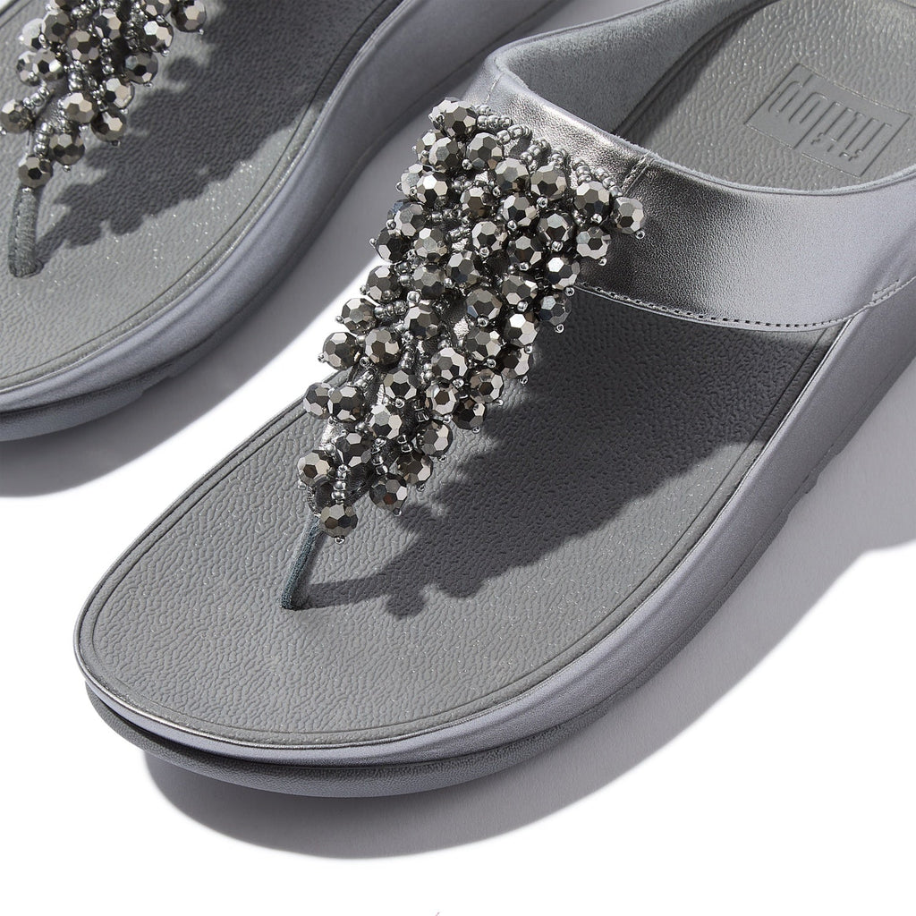 Sandalias Dedo Rumba Iridiscente con Cuentas - Plateado Silvereen
