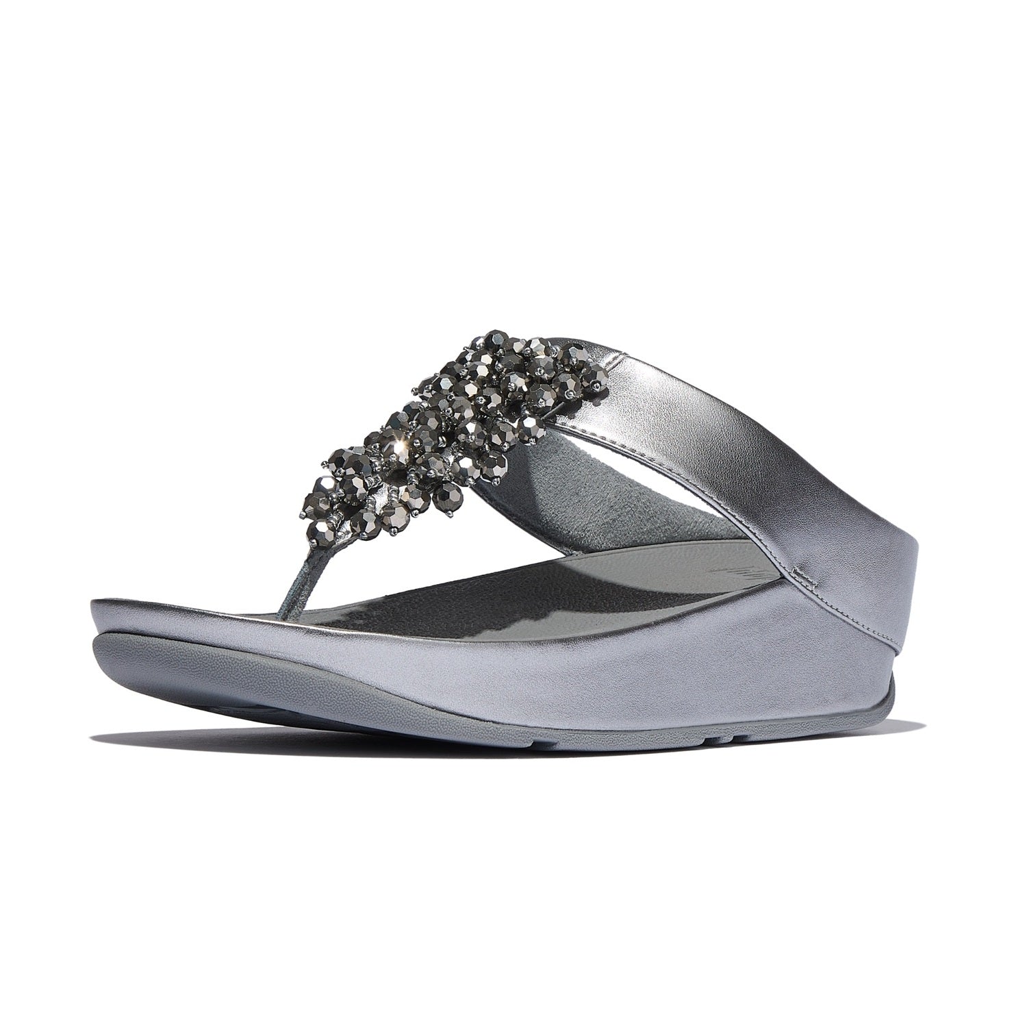 Sandalias Dedo Rumba Iridiscente con Cuentas - Plateado Silvereen