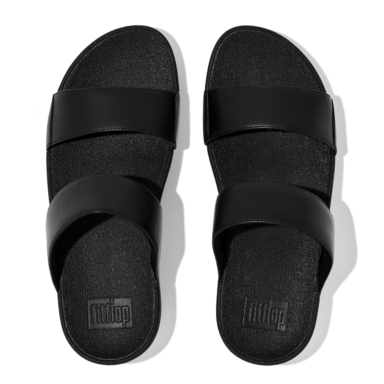 LULU Sandalias Slide de Cuero - Negro Total