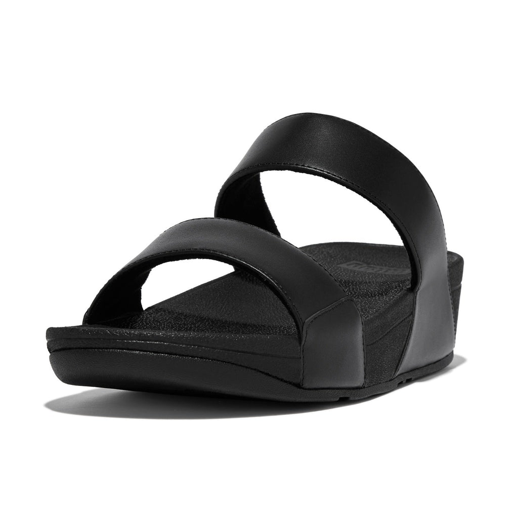 LULU Sandalias Slide de Cuero - Negro Total