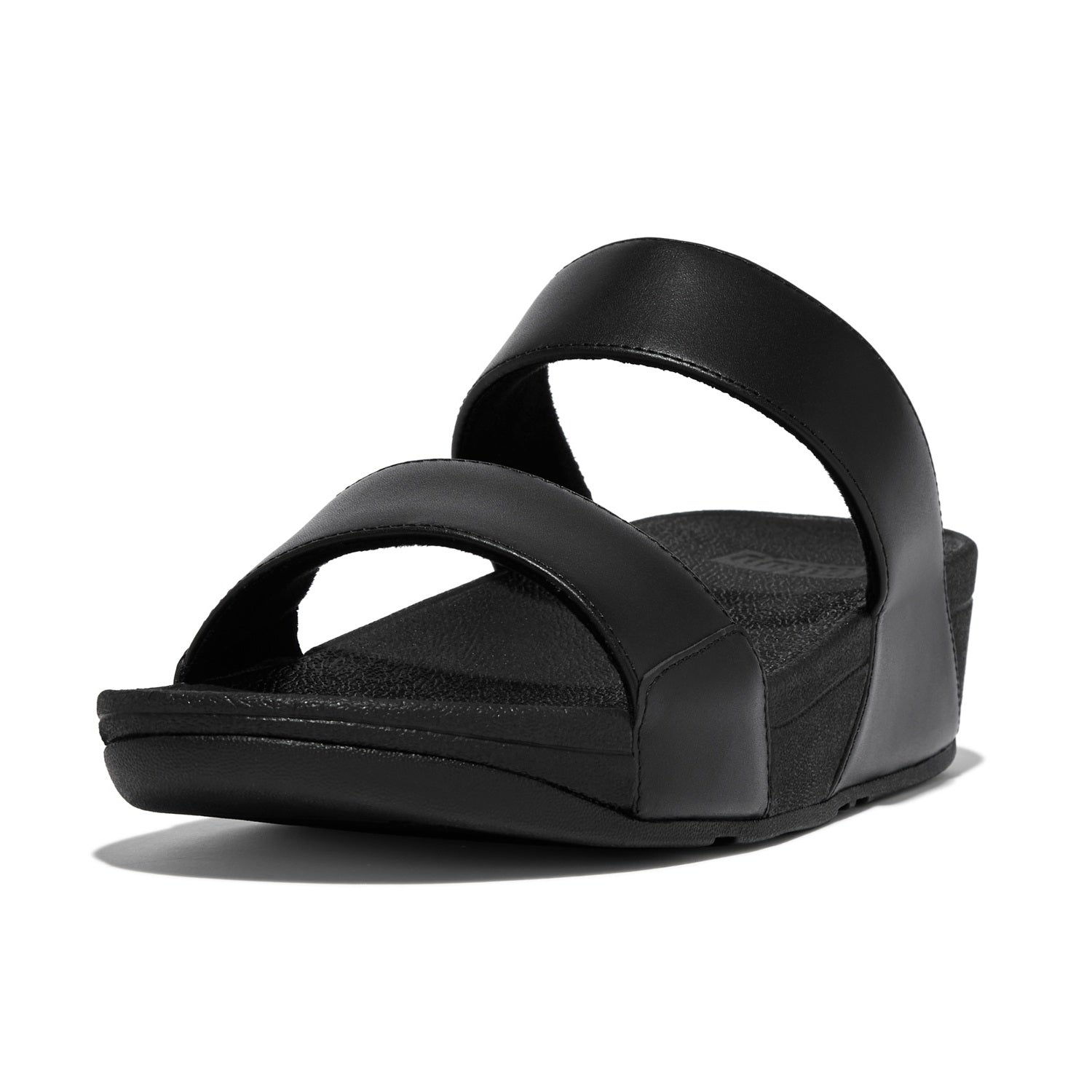 LULU Sandalias Slide de Cuero - Negro Total