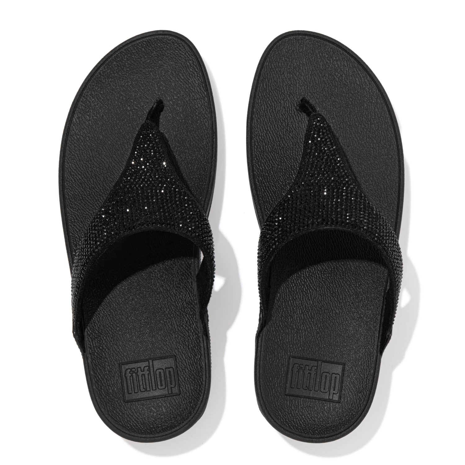 LULU Sandalias Dedo con Cristales - Negro Total
