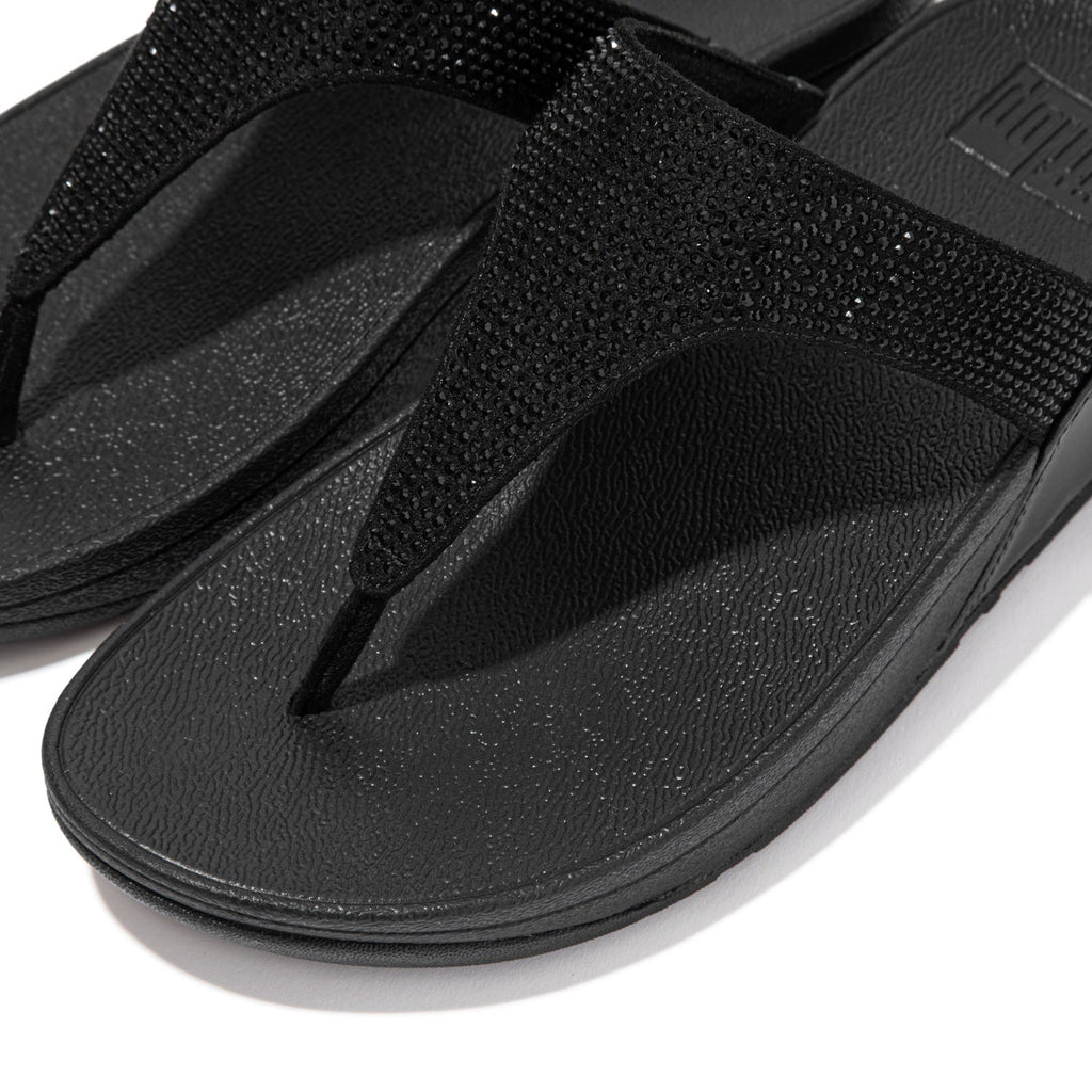 LULU Sandalias Dedo con Cristales - Negro Total