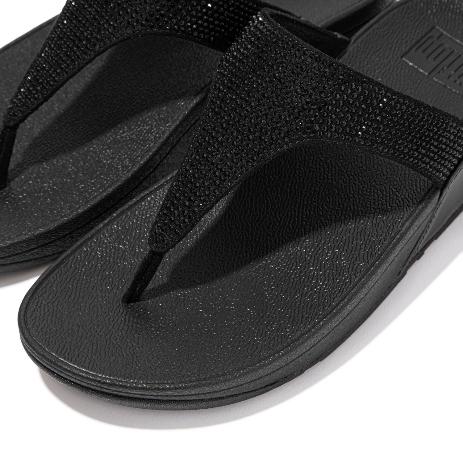 LULU Sandalias Dedo con Cristales - Negro Total