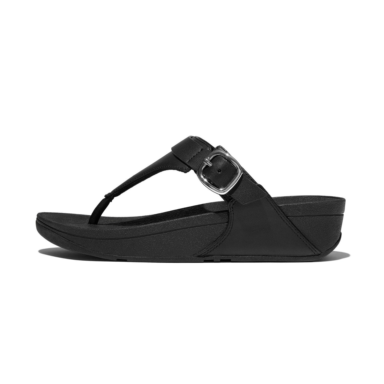 LULU Sandalias de Cuero Ajustables Dedo - Negro Total