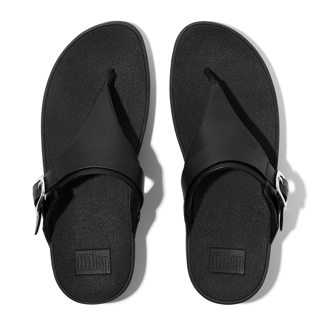 LULU Sandalias de Cuero Ajustables Dedo - Negro Total
