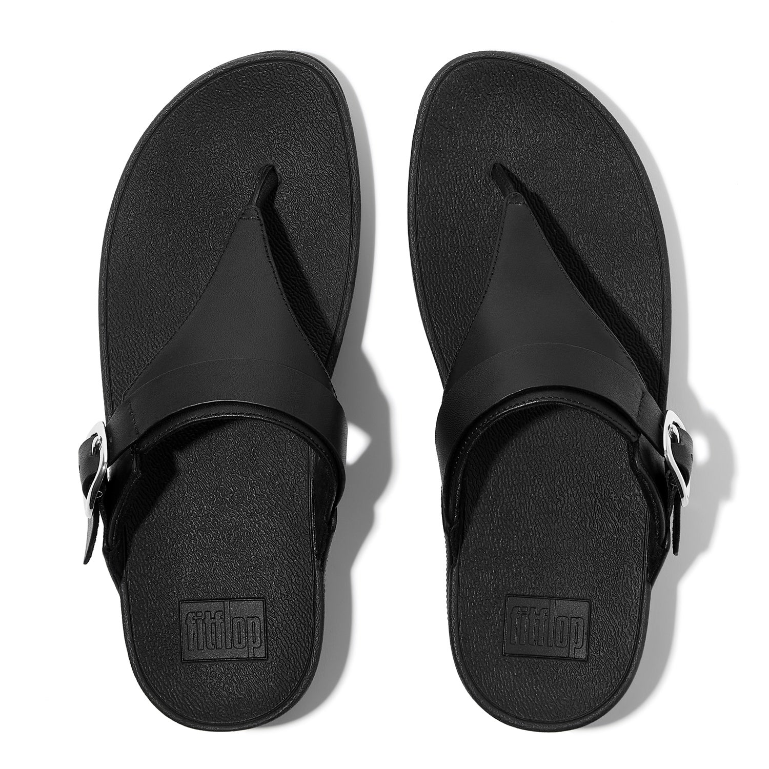 LULU Sandalias de Cuero Ajustables Dedo - Negro Total