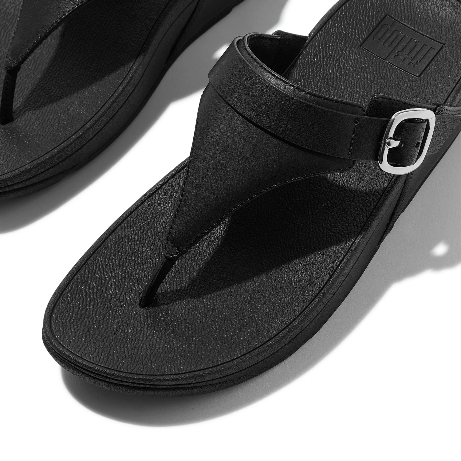 LULU Sandalias de Cuero Ajustables Dedo - Negro Total