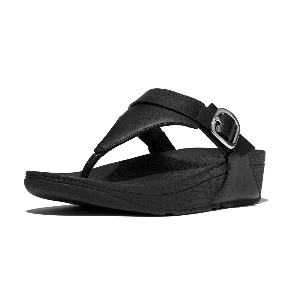 LULU Sandalias de Cuero Ajustables Dedo - Negro Total