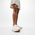 F-MODE Zapatillas Flatform de Cuero/Gamuza - Blanco Urbano