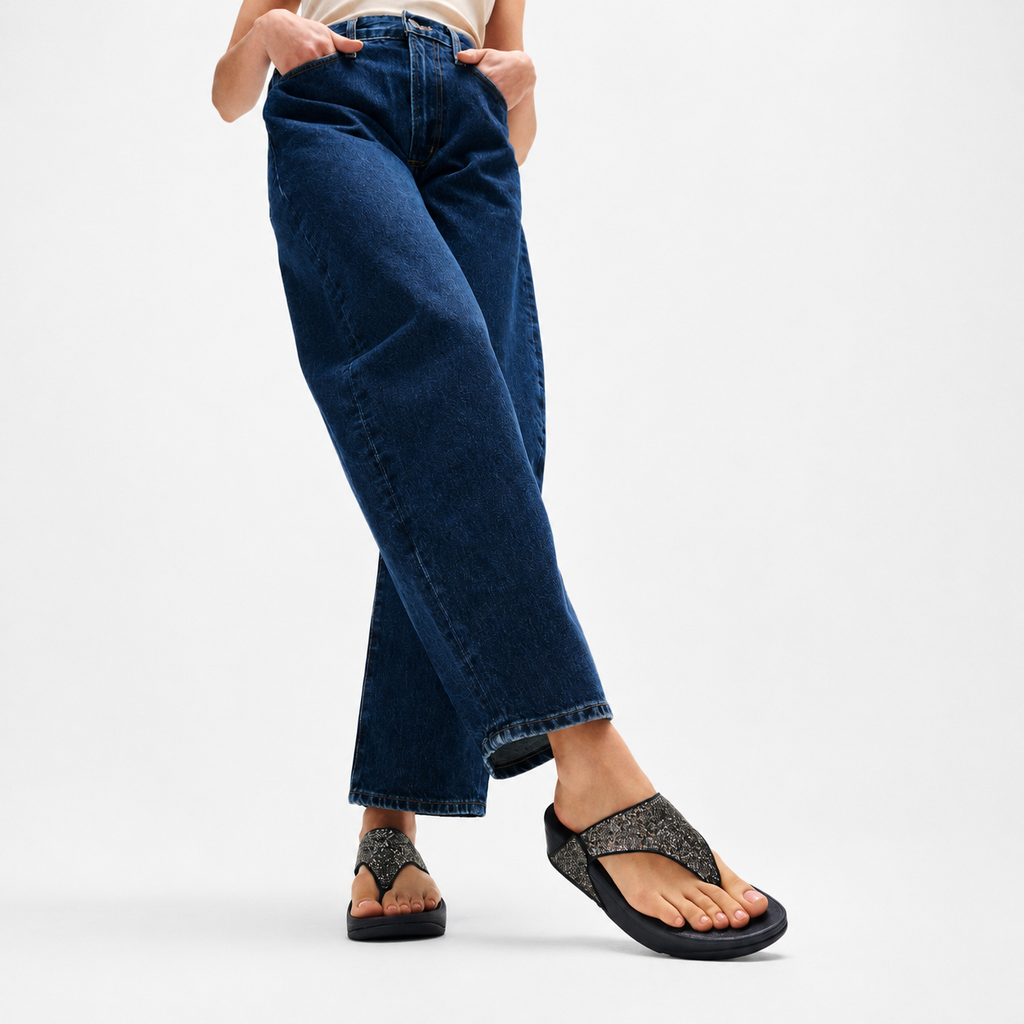 LULU Sandalias Dedo Glitter Multitono - Negro Multicolor