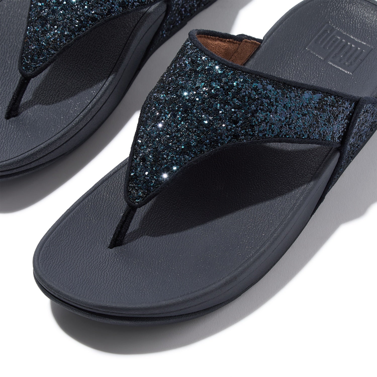 LULU Sandalias Dedo Glitter - Negro Glitter