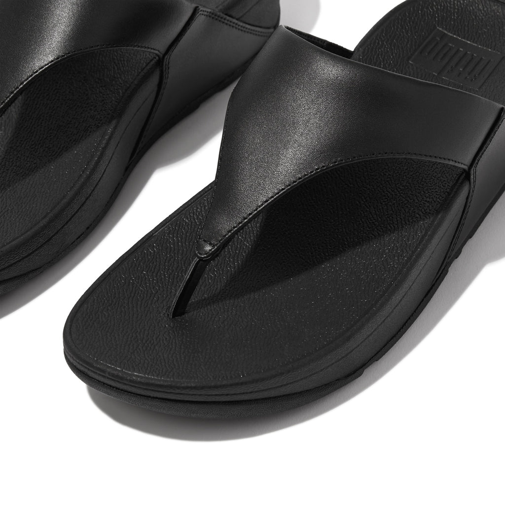 LULU Sandalias de Cuero Dedo - Negro